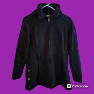 3/$30 JONES NEW YORK Black Zipper Hooded Preppy Transistional Jacket